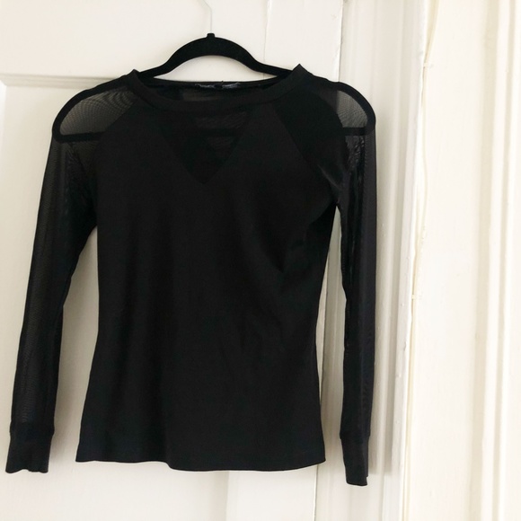 Blue Sky Butterfly Sheer Sleeve top Small - Picture 4 of 5